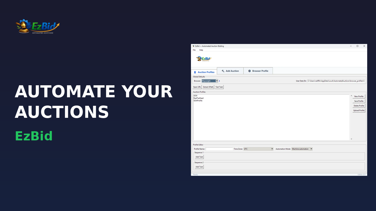 EzBid application interface